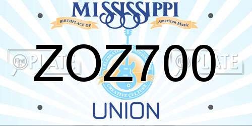 ZOZ700 Mississippi License Plate