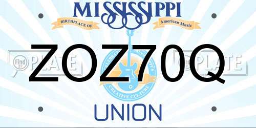 ZOZ70Q Mississippi License Plate