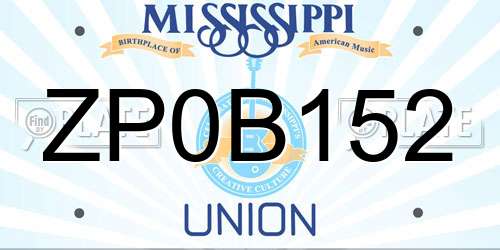 ZP0B152 Mississippi License Plate
