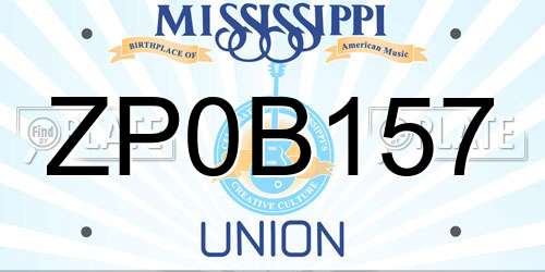 ZP0B157 Mississippi License Plate
