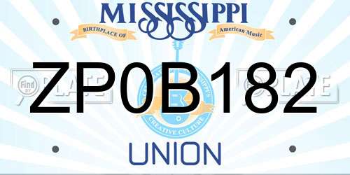 ZP0B182 Mississippi License Plate