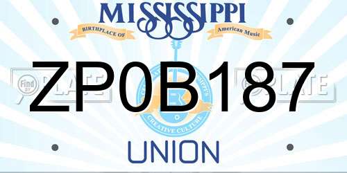 ZP0B187 Mississippi License Plate