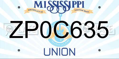 ZP0C635 Mississippi License Plate