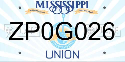 ZP0G026 Mississippi License Plate