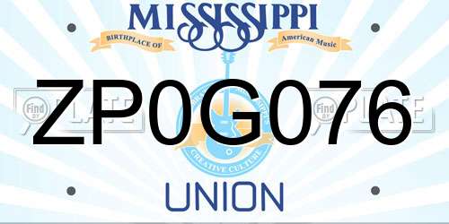 ZP0G076 Mississippi License Plate