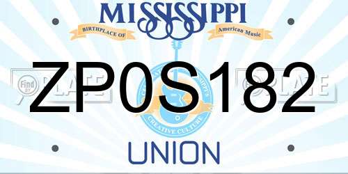 ZP0S182 Mississippi License Plate