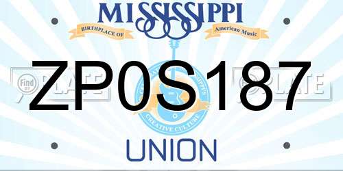 ZP0S187 Mississippi License Plate
