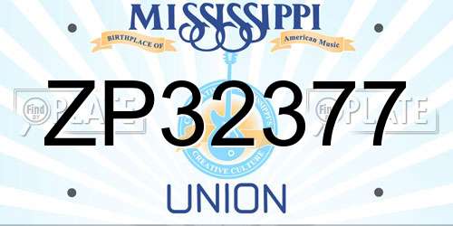 ZP32377 Mississippi License Plate