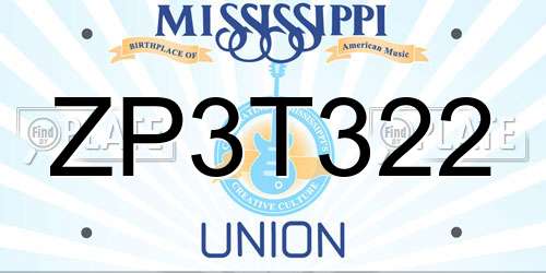 ZP3T322 Mississippi License Plate