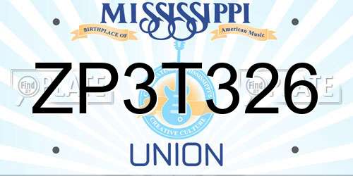ZP3T326 Mississippi License Plate