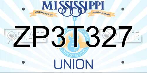 ZP3T327 Mississippi License Plate