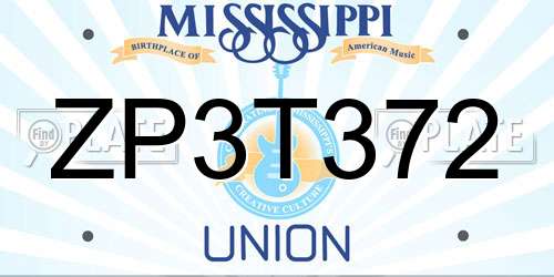 ZP3T372 Mississippi License Plate