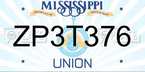 ZP3T376 Mississippi License Plate