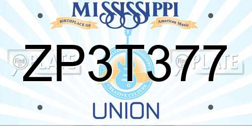 ZP3T377 Mississippi License Plate