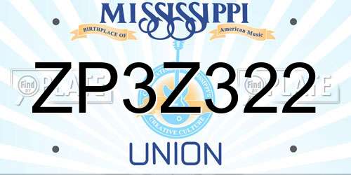 ZP3Z322 Mississippi License Plate