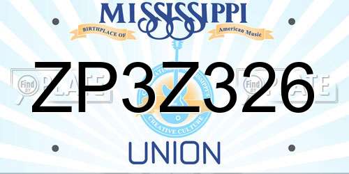 ZP3Z326 Mississippi License Plate