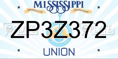 ZP3Z372 Mississippi License Plate