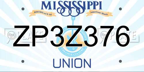 ZP3Z376 Mississippi License Plate
