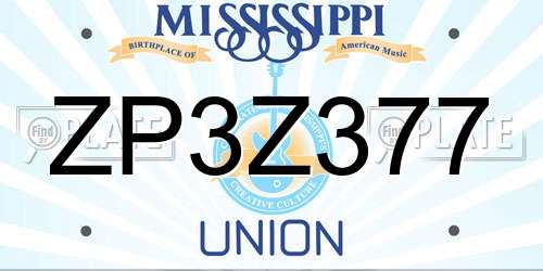 ZP3Z377 Mississippi License Plate