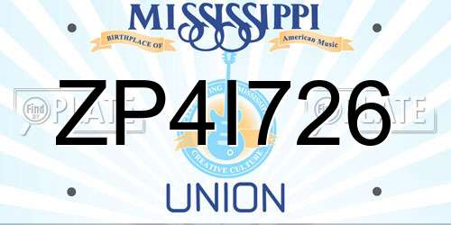 ZP4I726 Mississippi License Plate