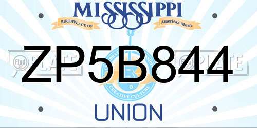 ZP5B844 Mississippi License Plate