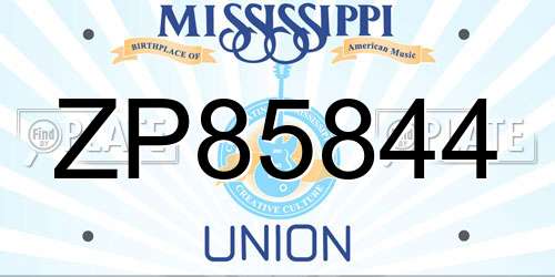 ZP85844 Mississippi License Plate