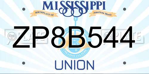 ZP8B544 Mississippi License Plate