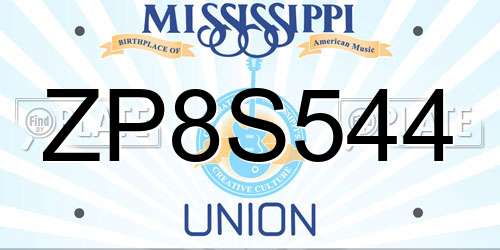 ZP8S544 Mississippi License Plate