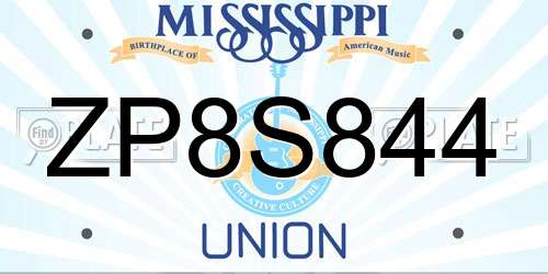 ZP8S844 Mississippi License Plate