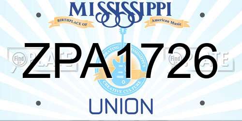 ZPA1726 Mississippi License Plate