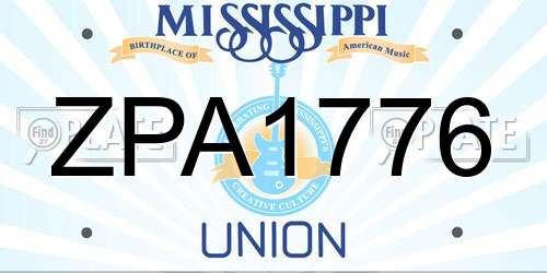 ZPA1776 Mississippi License Plate