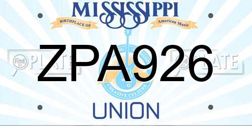 ZPA926 Mississippi License Plate