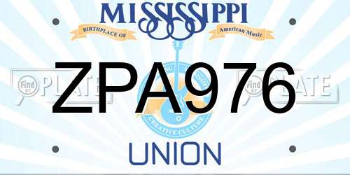 ZPA976 Mississippi License Plate