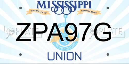 ZPA97G Mississippi License Plate