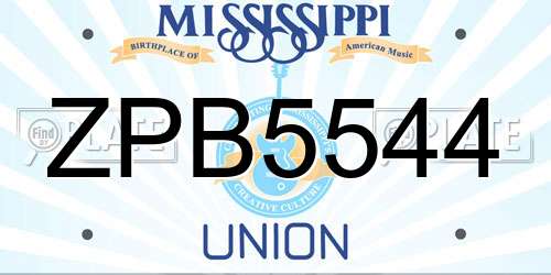 ZPB5544 Mississippi License Plate
