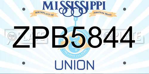 ZPB5844 Mississippi License Plate
