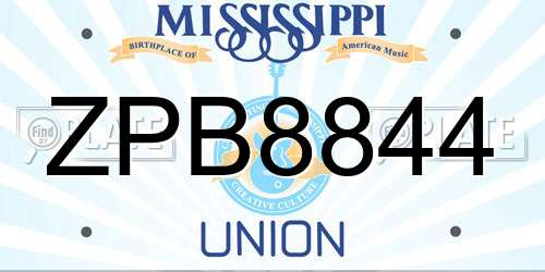 ZPB8844 Mississippi License Plate