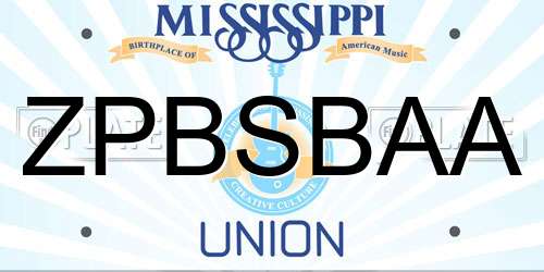 ZPBSBAA Mississippi License Plate