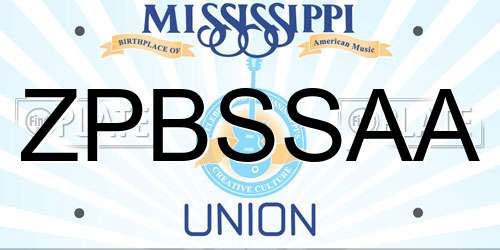 ZPBSSAA Mississippi License Plate