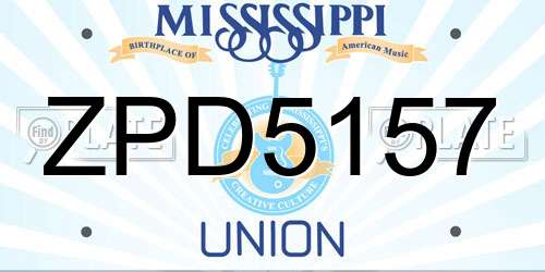ZPD5157 Mississippi License Plate