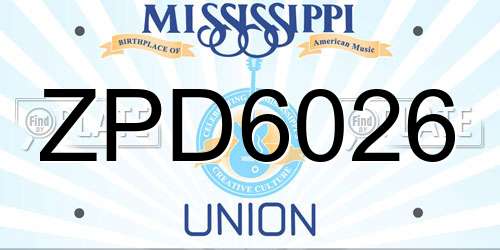 ZPD6026 Mississippi License Plate