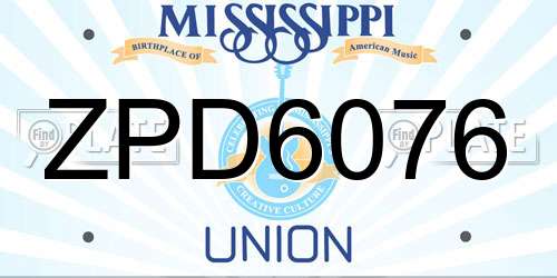 ZPD6076 Mississippi License Plate