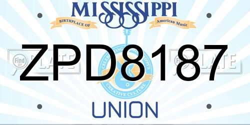 ZPD8187 Mississippi License Plate
