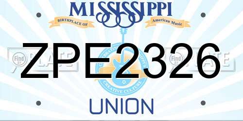 ZPE2326 Mississippi License Plate