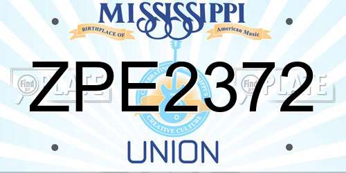 ZPE2372 Mississippi License Plate
