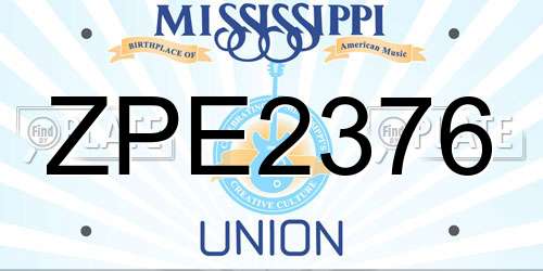 ZPE2376 Mississippi License Plate
