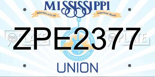 ZPE2377 Mississippi License Plate