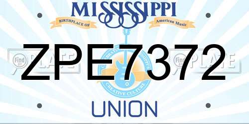 ZPE7372 Mississippi License Plate