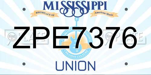 ZPE7376 Mississippi License Plate