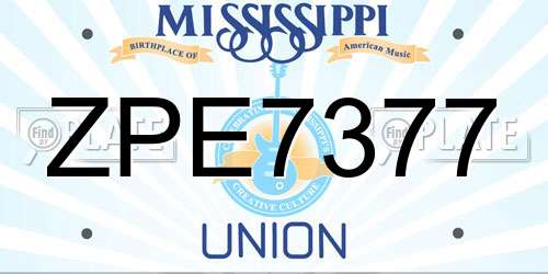 ZPE7377 Mississippi License Plate